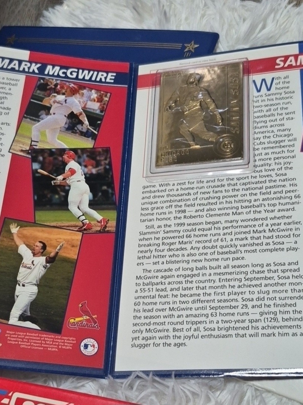 Mark McGwire Collector's Baseball Card Display with Gold Plate